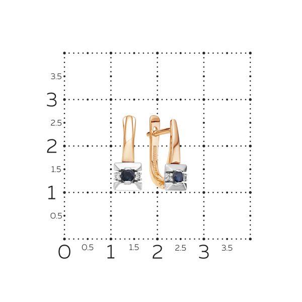 Серьги с сапфирами и 4 бриллиантами из красного золота 88267