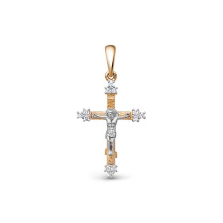 Православный крест с 12 бриллиантами 0.06 карат из комбинированного золота 98859