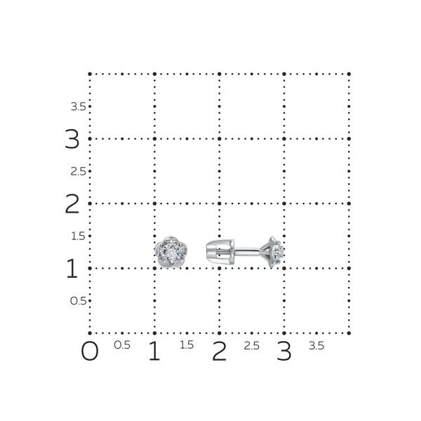 Серьги-пусеты с бриллиантами 0.028 карат из белого золота 123794