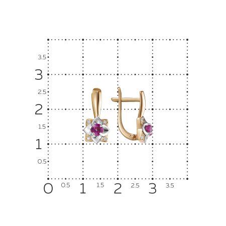 Серьги с рубинами и 8 бриллиантами из красного золота 119294