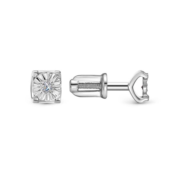 Серьги-пусеты с бриллиантами 0.03 карат из белого золота 142944
