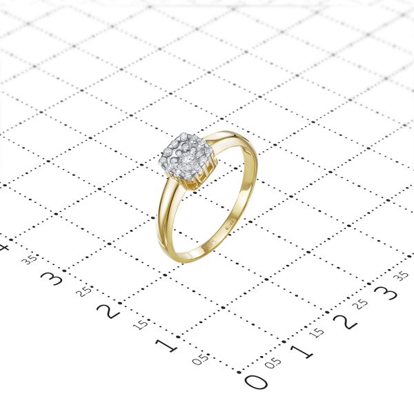 Кольцо с 21 бриллиантом из лимонного золота 112841