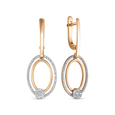 Серьги с 104 бриллиантами из красного золота 142802