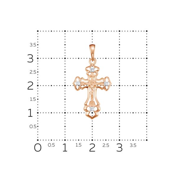 Православный крест с 4 бриллиантами 0.056 карат из красного золота 61918
