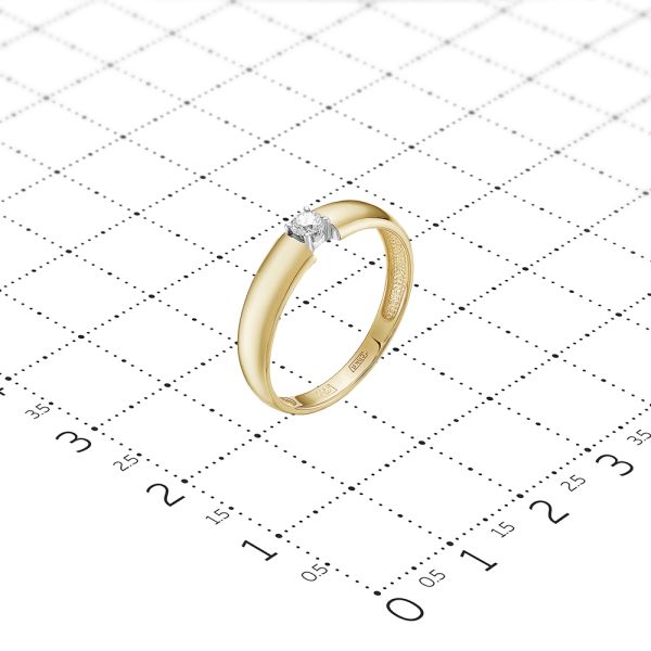 Кольцо с бриллиантом 0.095 карат из лимонного золота 78551