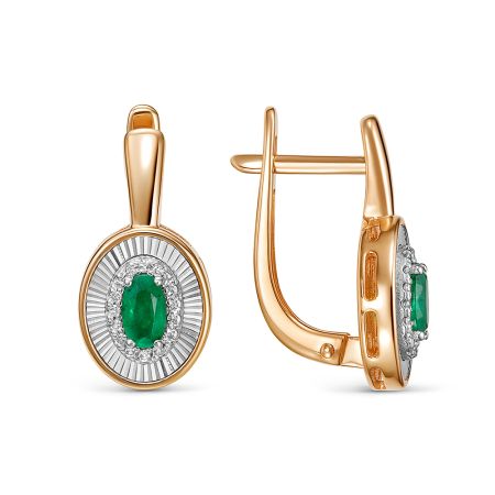 Серьги с изумрудами и 32 бриллиантами из красного золота 138864