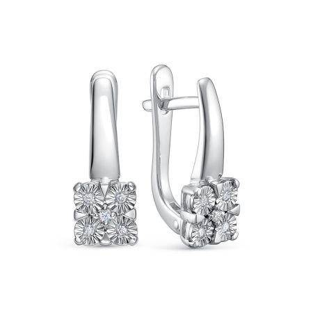 Серьги с 10 бриллиантами из белого золота 143679