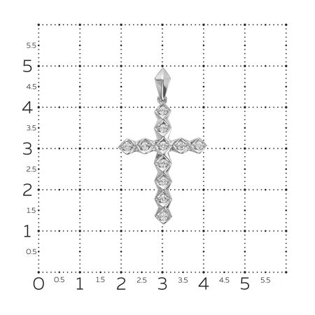 Декоративный крест с 11 бриллиантами 0.33 карат из белого золота 78394