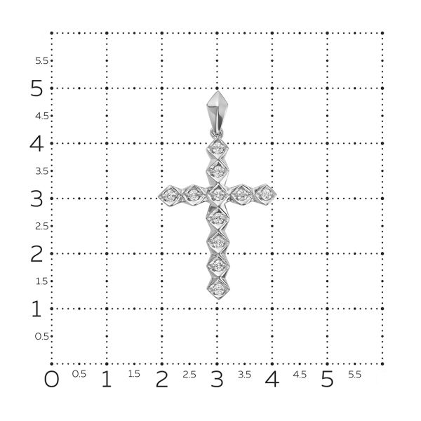 Декоративный крест с 11 бриллиантами 0.33 карат из белого золота 78394