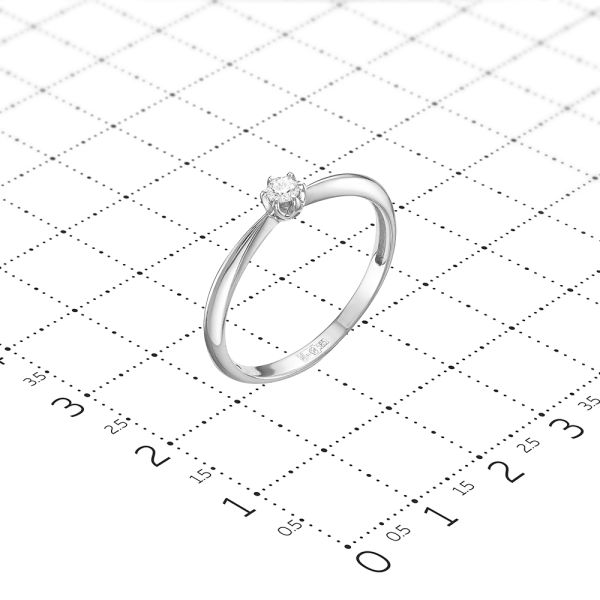 Кольцо с бриллиантом 0.055 карат из белого золота 