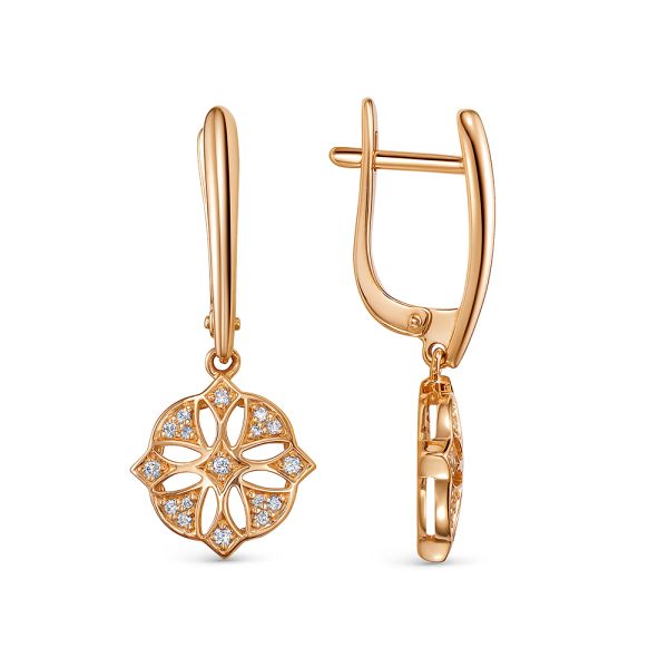 Серьги с 34 бриллиантами из красного золота 142838