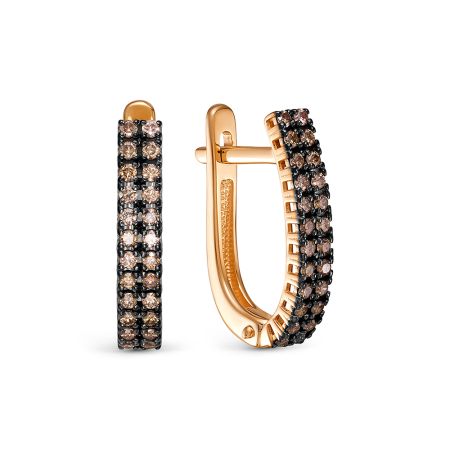 Серьги с 48 коньячными бриллиантами из красного золота 140761