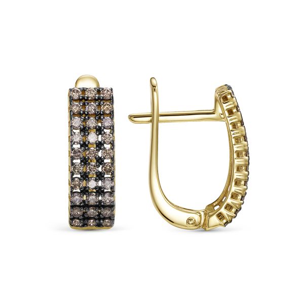 Серьги с 60 коньячными бриллиантами из лимонного золота 144616