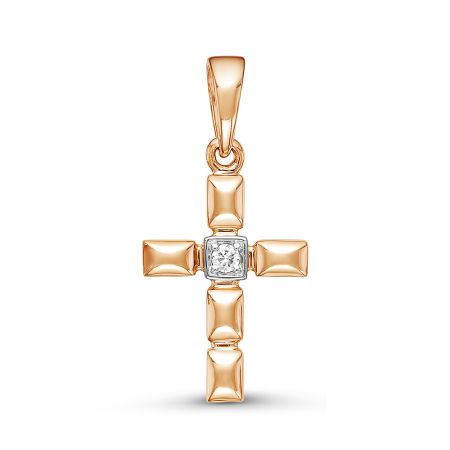 Декоративный крест с бриллиантом 0.024 карат из красного золота 77721