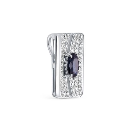 Подвеска с сапфиром и 68 бриллиантами из белого золота 131531
