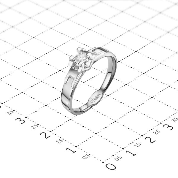 Кольцо с бриллиантом 0.155 карат из белого золота 75274