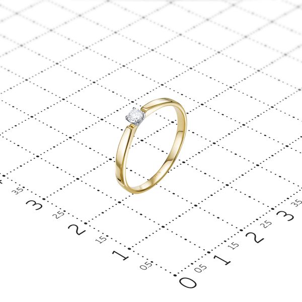 Кольцо с бриллиантом 0.095 карат из лимонного золота 81823