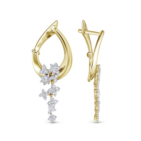 Серьги с 80 бриллиантами из лимонного золота 140776 Серьги с 80 бриллиантами из лимонного золота 140776