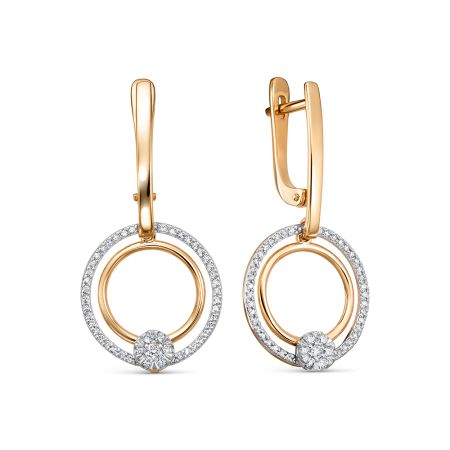 Серьги с 104 бриллиантами из красного золота 140792