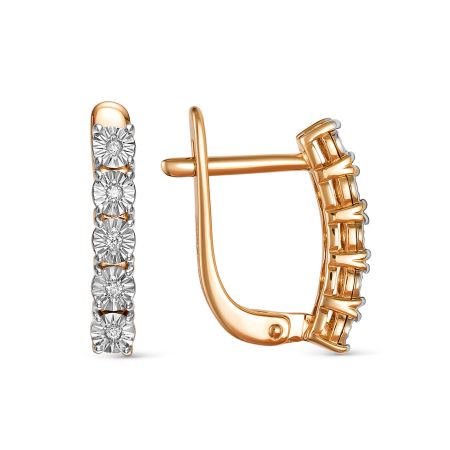 Серьги с 10 бриллиантами 0.05 карат из красного золота 143684