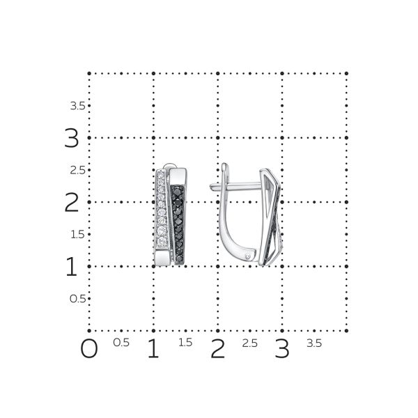Серьги с 18 черными бриллиантами и 18 бриллиантами из белого золота 129648