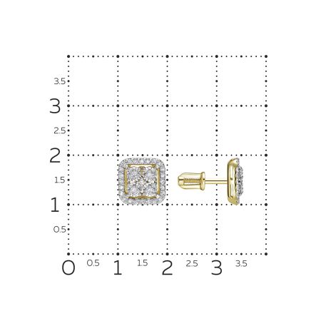 Серьги-пусеты с 58 бриллиантами из лимонного золота 133272