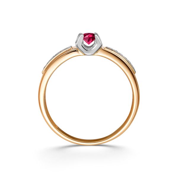 Кольцо с рубином и 12 бриллиантами из красного золота 97082