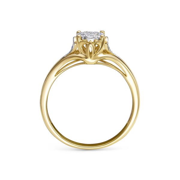 Кольцо с 15 бриллиантами из лимонного золота 118815