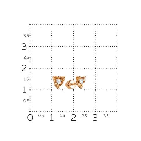 Серьги-пусеты с бриллиантами 0.064 карат из красного золота 67894