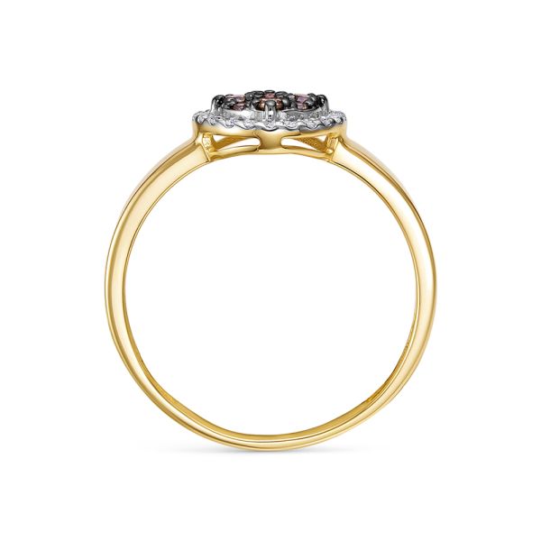 Кольцо с 9 коньячными бриллиантами и 22 бриллиантами из лимонного золота 143865