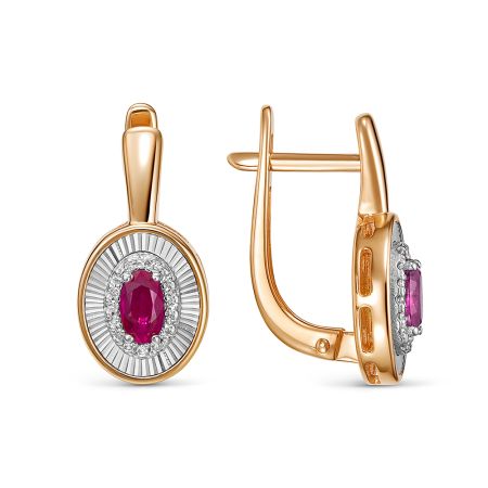 Серьги с рубинами и 32 бриллиантами из красного золота 138865