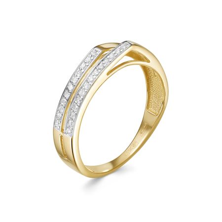 Кольцо с 25 бриллиантами 0.125 карат из лимонного золота 129866