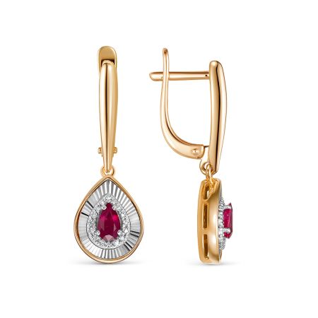 Серьги с рубинами и 32 бриллиантами из красного золота 137953
