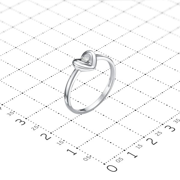 Кольцо с бриллиантом 0.03 карат из белого золота 51107