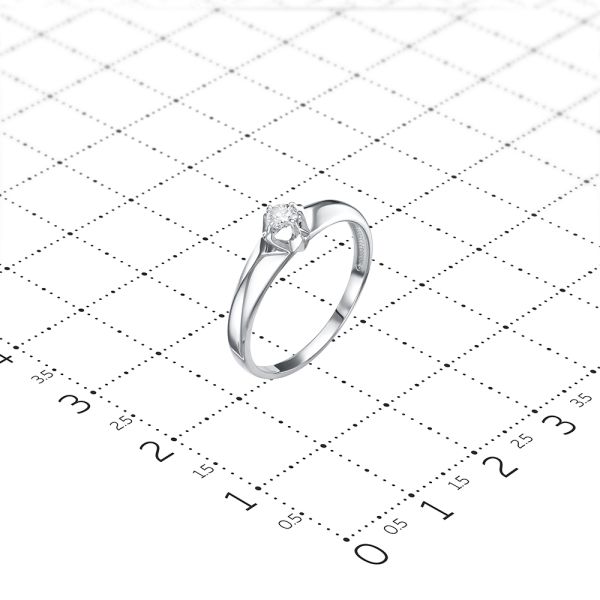 Кольцо с бриллиантом 0.109 карат из белого золота 72452