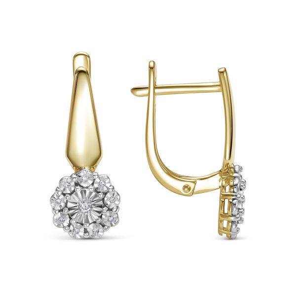 Серьги с 20 бриллиантами из лимонного золота 144604