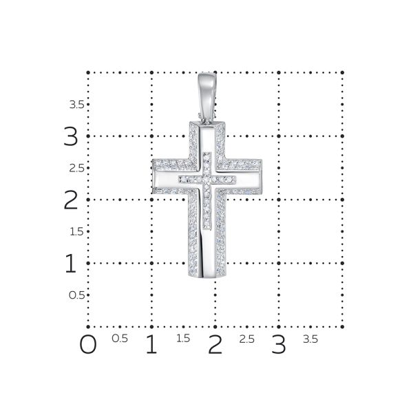 Декоративный крест с 120 бриллиантами 0.6 карат из белого золота 118220