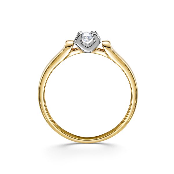 Кольцо с бриллиантом 0.165 карат из лимонного золота 96810