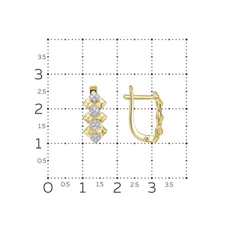 Серьги с 32 бриллиантами 0.16 карат из лимонного золота 144594