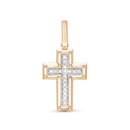 Декоративный крест с 17 бриллиантами 0.034 карат из красного золота 61401