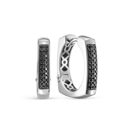 Серьги с 40 черными бриллиантами из белого золота 141346