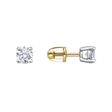 Серьги-пусеты с бриллиантами 0.7 карат из лимонного золота 98579
