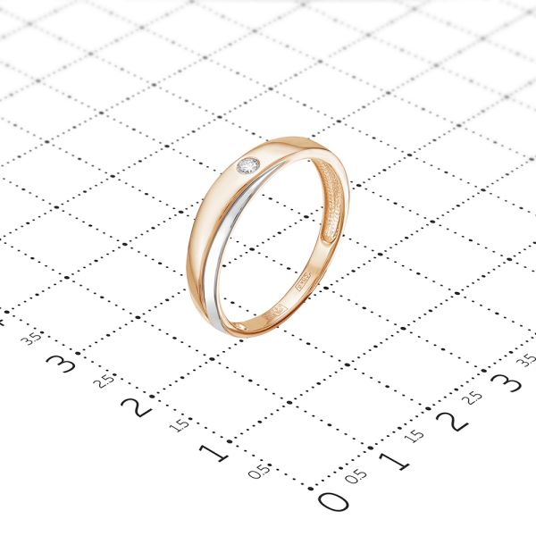 Кольцо с бриллиантом 0.055 карат из красного золота 61785