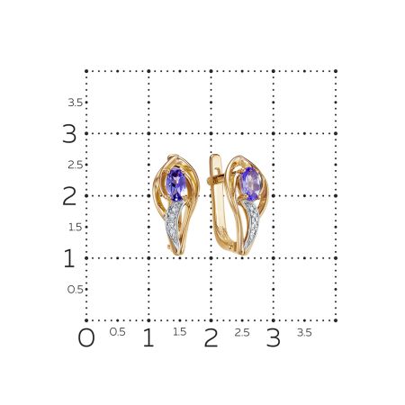Серьги с танзанитами и 8 бриллиантами из красного золота 92057