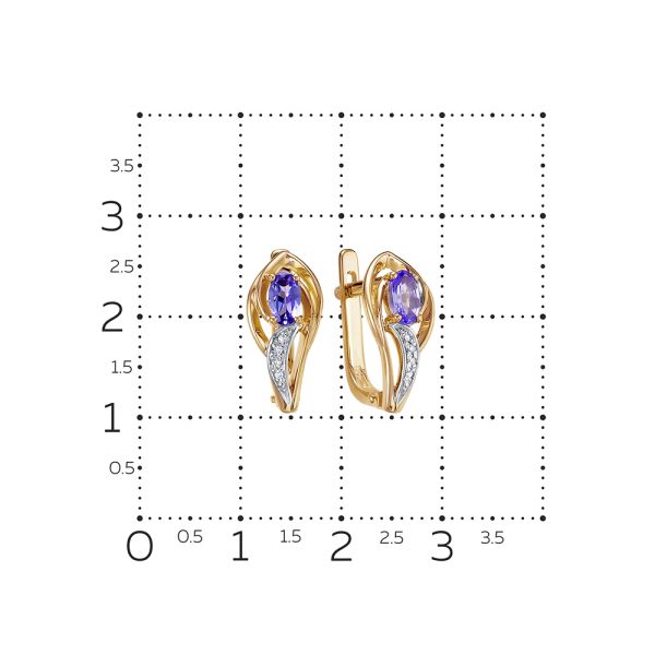 Серьги с танзанитами и 8 бриллиантами из красного золота 92057