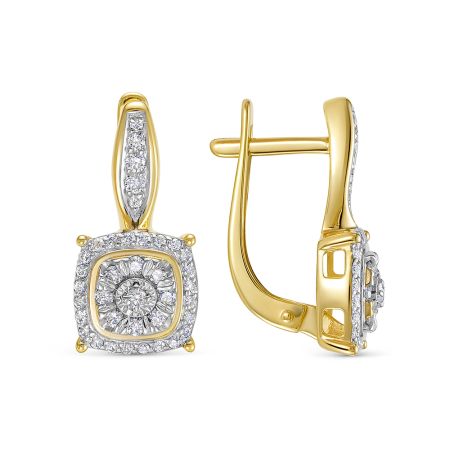 Серьги с 76 бриллиантами из лимонного золота 136336