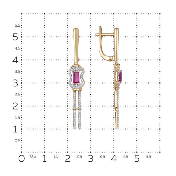 Серьги с рубинами и 120 бриллиантами из красного золота 124441