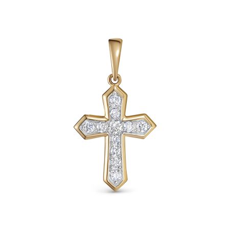 Декоративный крест с 11 бриллиантами из красного золота 118203