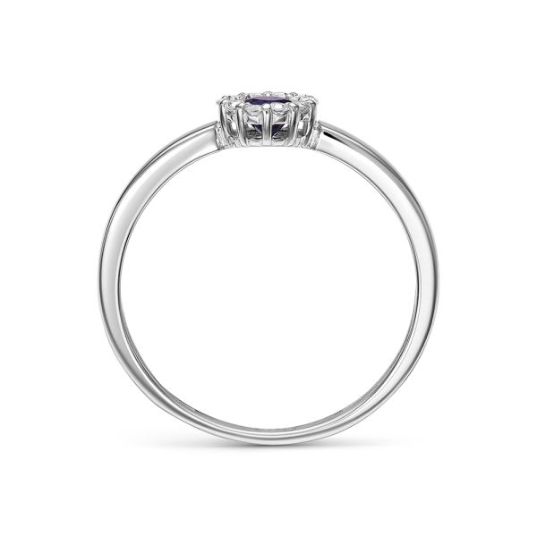 Кольцо с сапфиром и 10 бриллиантами из белого золота 143443