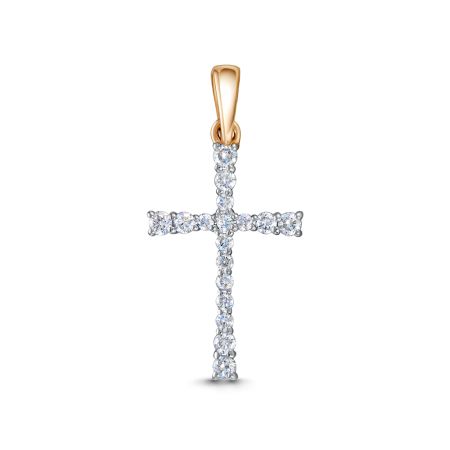 Декоративный крест с 17 бриллиантами из красного золота 115317